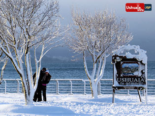 10:17 hs. La nieve volvió a Ushuaia con todo su esplendor